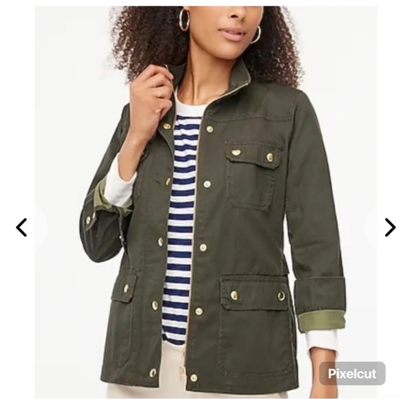 J. Crew Jackets & Blazers - J. Crew Green Twill Field Jacket with Gold buttons